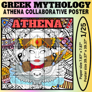 Athena Collaborative Coloring Poster | Greek Mythology Group Activity | Classroom Community Art | Mindfulness Printable | Ancient Greece