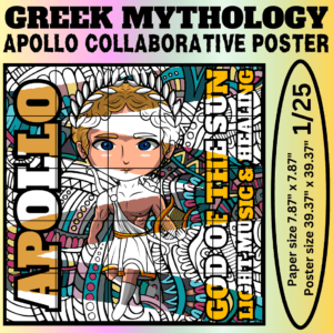 Apollo Collaborative Coloring Poster | Greek Mythology Group Activity | Classroom Community Art | Mindfulness Printable | Ancient Greece