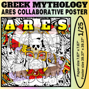 Ares Collaborative Coloring Poster | Greek Mythology Group Activity | Classroom Community Art | Mindfulness Printable | Ancient Greece
