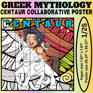 Centaur Collaborative Coloring Poster | Greek Mythology Group Activity | Classroom Community Art | Mindfulness Printable | Ancient Greece