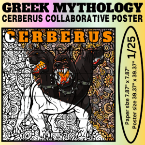 Cerberus Collaborative Coloring Poster | Greek Mythology Group Activity | Classroom Community Art | Mindfulness Printable | Ancient Greece