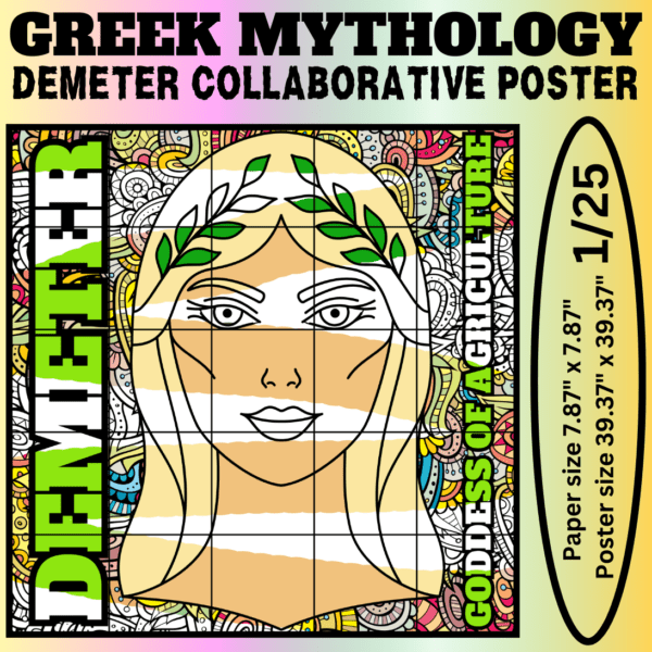 Demeter Collaborative Coloring Poster | Greek Mythology Group Activity | Classroom Community Art | Mindfulness Printable | Ancient Greece