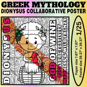 Dionysus Collaborative Coloring Poster | Greek Mythology Group Activity | Classroom Community Art | Mindfulness Printable | Ancient Greece