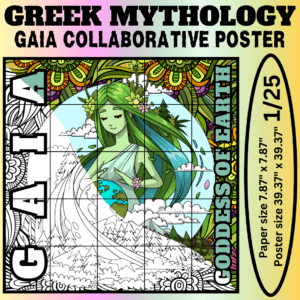 Gaia Collaborative Coloring Poster | Greek Mythology Group Activity | Classroom Community Art | Mindfulness Printable | Ancient Greece